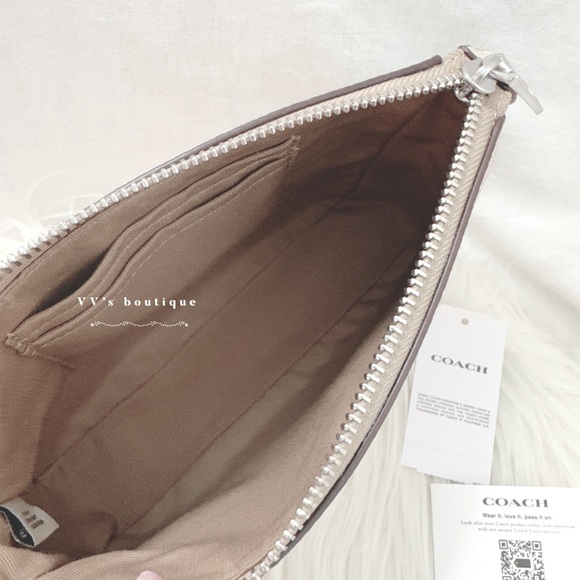 NWT Coach Nolita 19 In Blocked Signature Canvas Wristlet Silver Sand Taupe CY236 - Picture 8 of 11